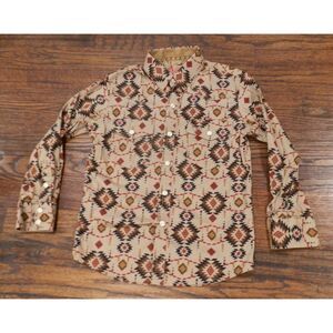 Platini Brown Button Up Long Sleeve Top Shirt Kids Boys Size 6